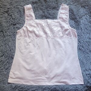 🍊Christopher & Banks Pink Lace Trim Tank Top